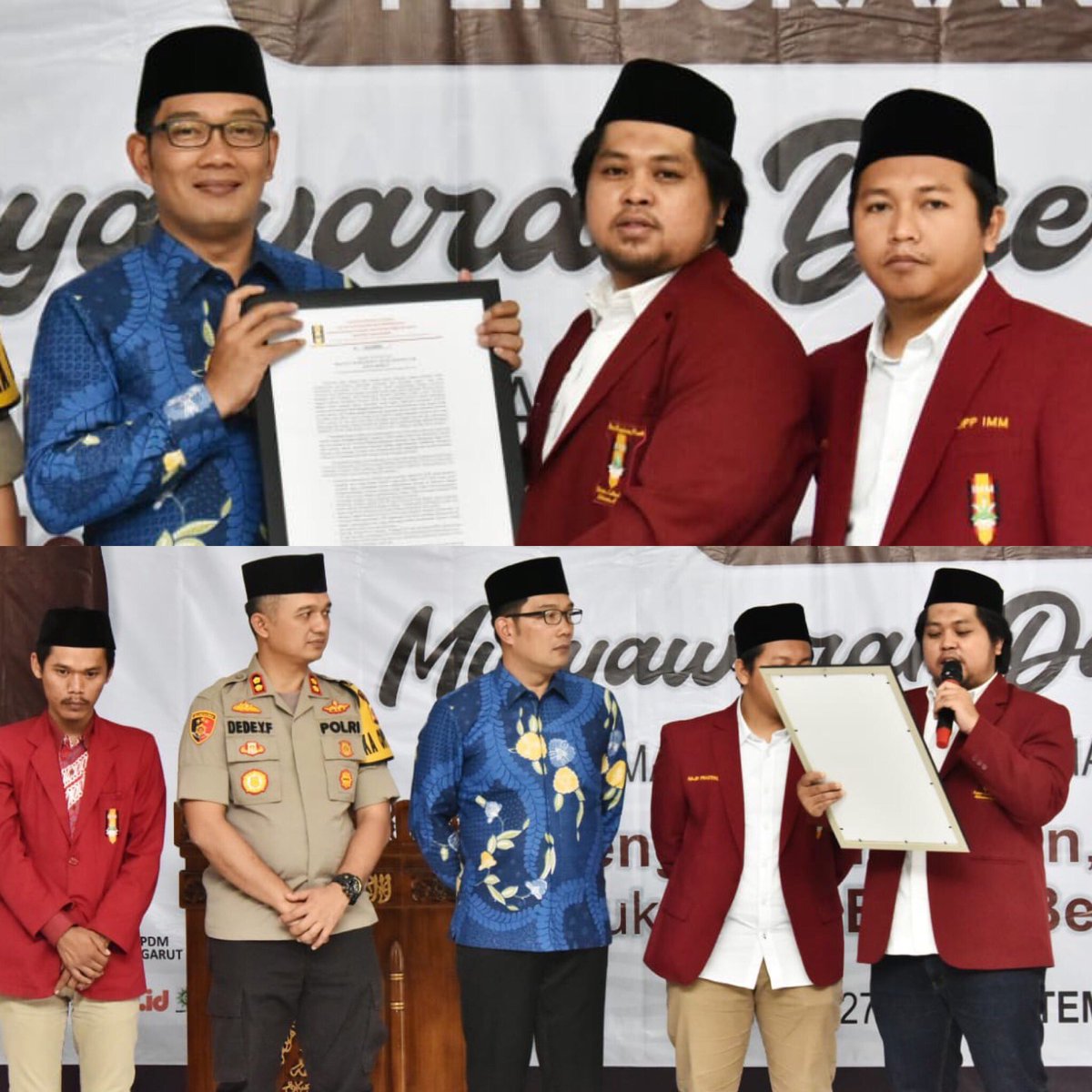 ridwankamil's tweet photo. MENERIMA NASKAH 5 TUNTUTAN dari Ikatan Mahasiswa Muhammadiyah (IMM) Jawa Barat terkait  dinamika dan revisi UU KPK maupun KUHP dan terkait meninggalnya salah satu mahasiswa IMM di Sulawesi Tenggara.

Insya Allah akan disampaikan langsung kpd Pemerintah Pusat &amp; DPR. Hatur Nuhun. https://t.co/9I90f2eJXJ