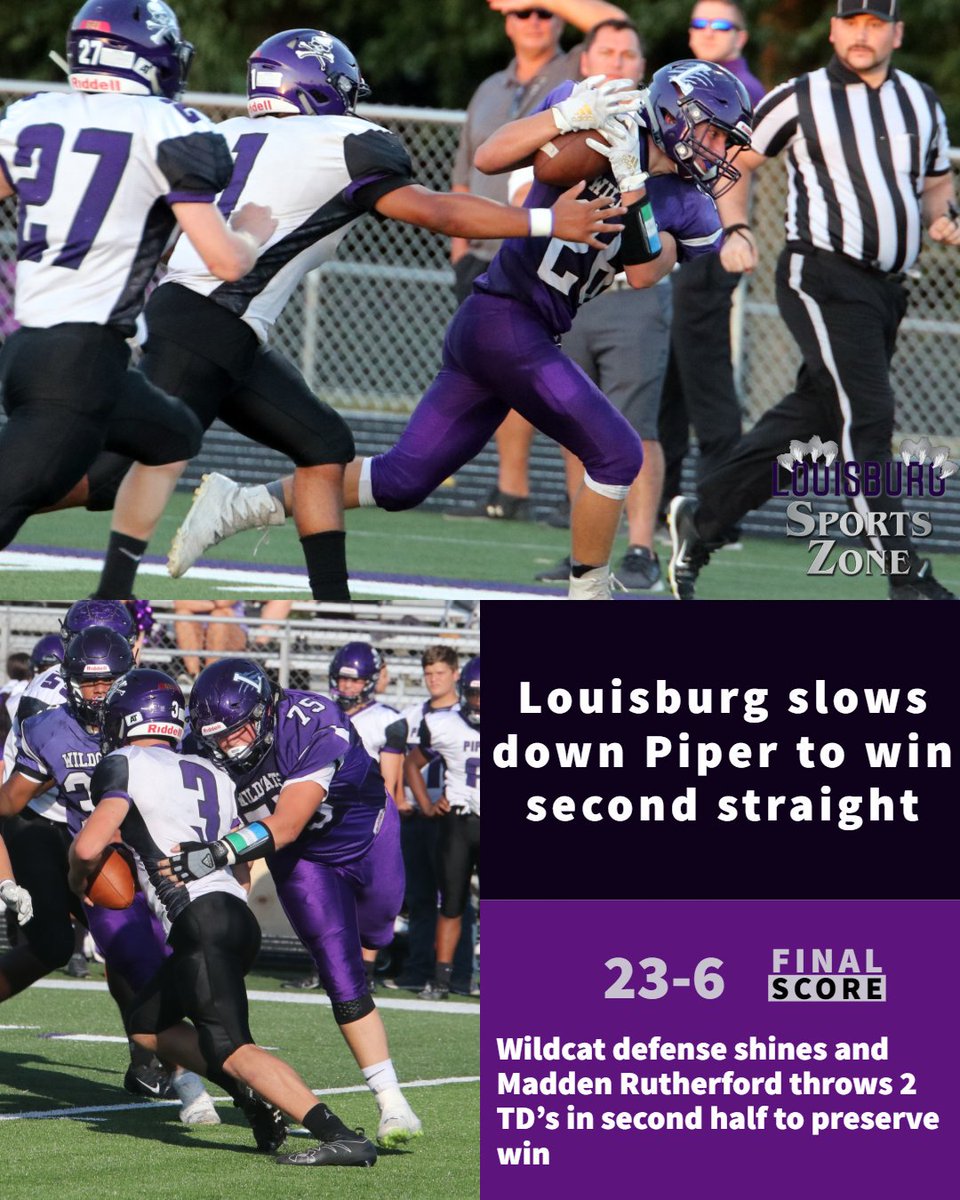 The Louisburg football team handed Piper its first loss of the season tonight as the Wildcats shut down the Pirates in a 23-6 victory. Louisburg made plays in all three phases to win their second straight contest. Congrats on a good win guys!