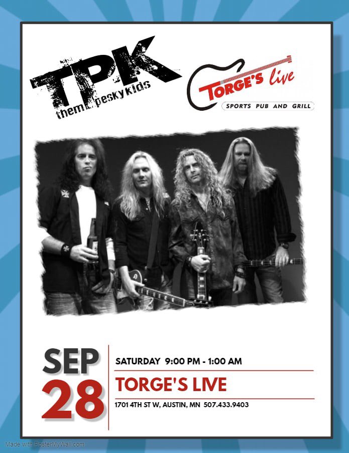Join us this Saturday at <a href="/TorgesLive/">Torge's Live</a> in Austin, MN!