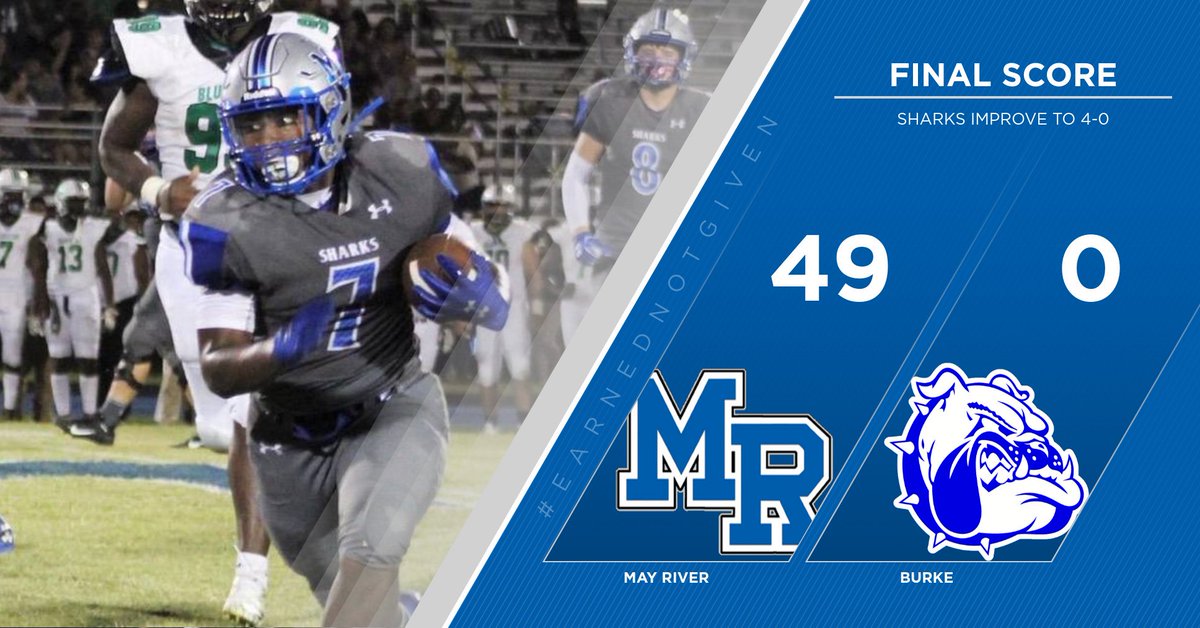 MRsharks1's tweet photo. Final Score: Sharks 49 Bulldogs 0! The Sharks improve to 4-0 on the year! #EarnedNotGiven @CoachSummers1 @Shark_Athletics @sharknation843 @LowcoSports @BlufftonToday @WHHITV @WSAVBlitz @WJCLNews @beaufortschools https://t.co/bsQg7A6ZiS