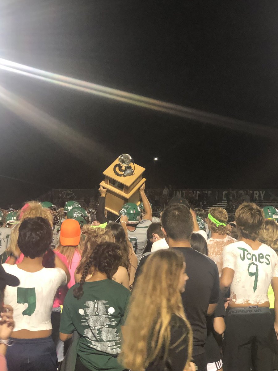 MVHighSchool's tweet photo. The Bell Bowl trophy stays where it belongs...Mt’Neer Country! https://t.co/F09V0nUi0W
