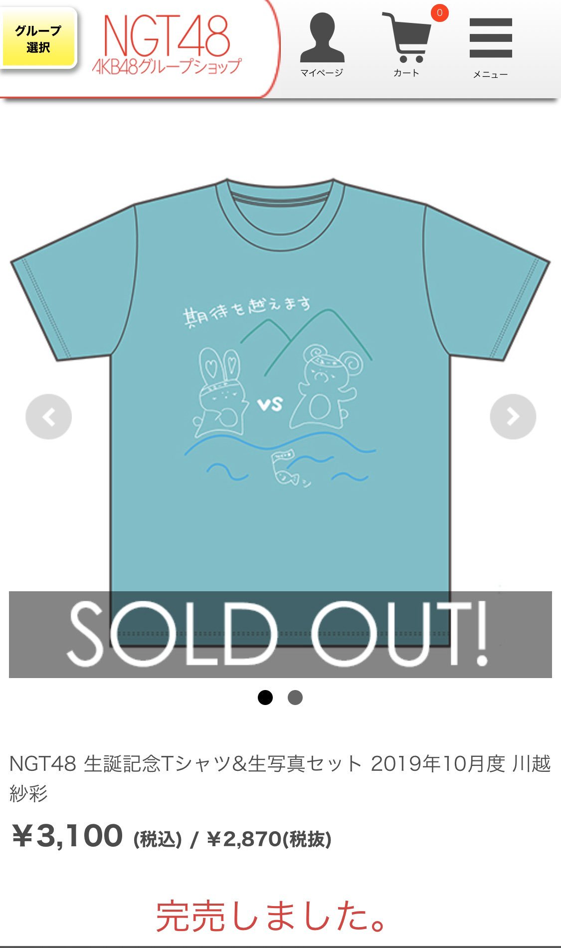 NGT48 川越紗彩 Tシャツ 正し