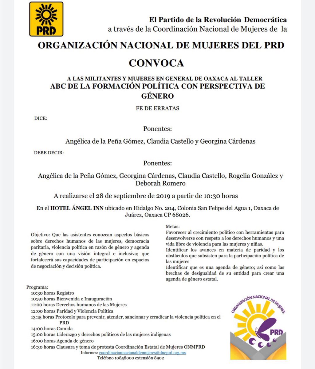 El día de mañana, les invito a formar parte  del taller "ABC de la formación política con perspectiva de género" en mi tierra #Oaxaca donde estaré platicando sobre liderazgo y derechos políticos de las mujeres indígenas. ¡Los y las esperamos!