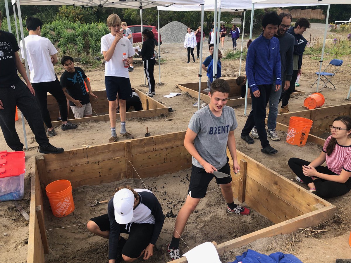 Myke_Healy's tweet photo. The Intro to Anthropology, Psychology & Sociology class enjoys a hands-on mock archeological dig on campus. Thanks to the support of the @tcsbears TCS Parents’ Guild and our Property Department for making the experience possible & way to go Mr. MacPherson & Mr. Christ! #learntcs https://t.co/eLVoYzvjYT