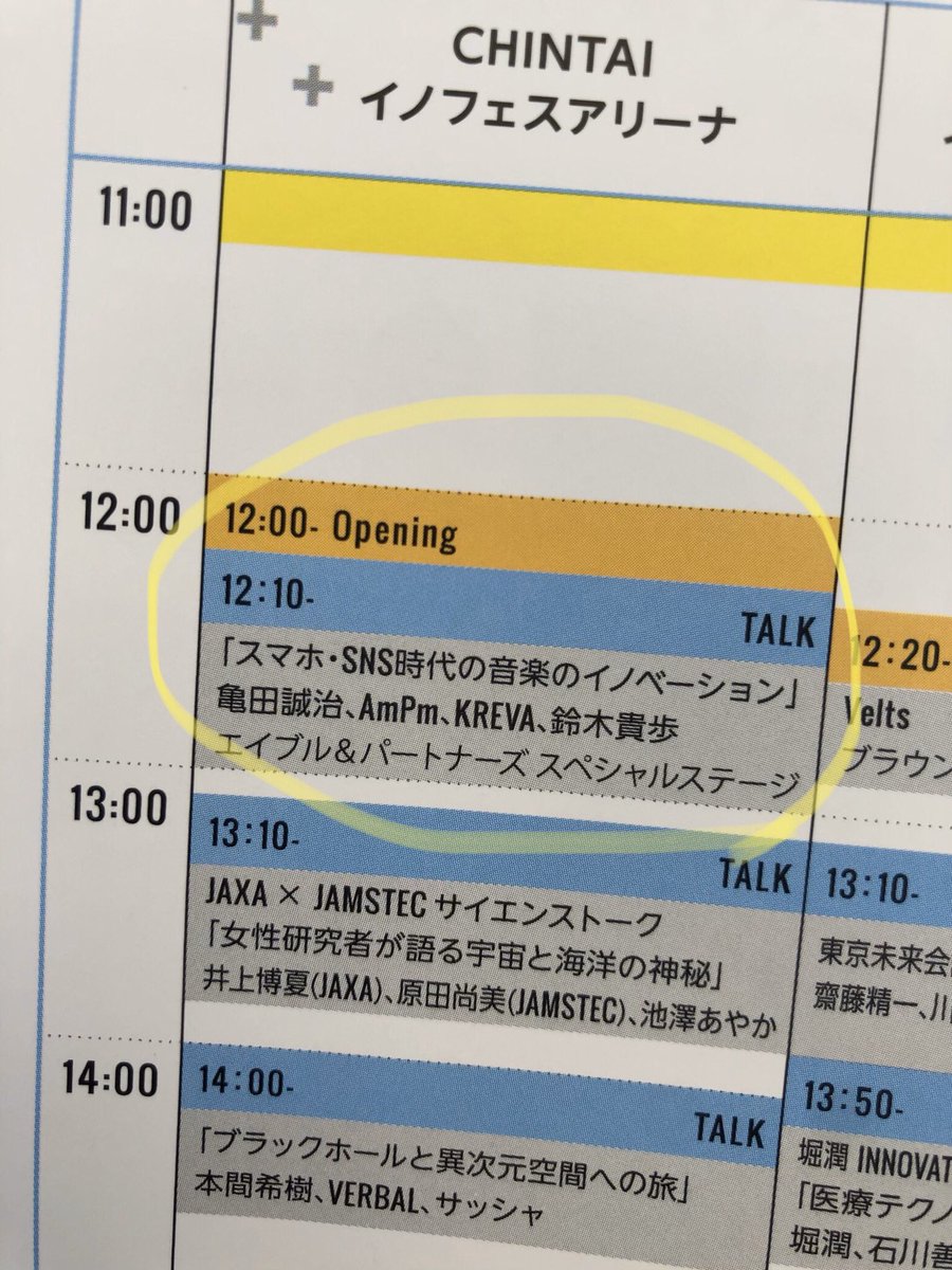 イノフェス 19開幕 亀田誠治 Ampm Kreva 鈴木貴歩が スマホ Sns時代の音楽のイノベーション について語り名言連発 Togetter