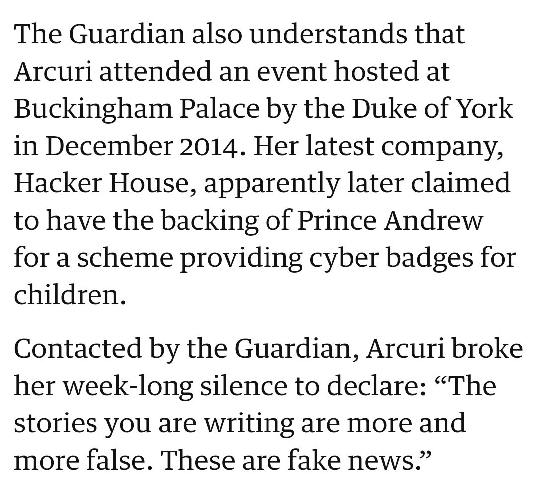 Creepy: Randy Andy, close friend of Epstein's pimp Ghislaine Maxwell, hosts Code Club at Bucks Palace, awarding pole-dancing BoJo friend for developing 'Jim'll fix it-type' cyberbadges for kids.Please tell me I'm making this up! https://www.theguardian.com/politics/2019/sep/27/exclusive-jennifer-arcuri-won-visa-after-johnson-backed-firm