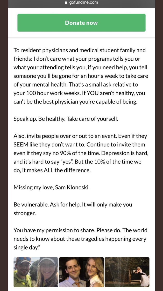 Sam. Husband. Fur dad. Surgery resident. #physiciansuicide takes 400 lives EACH year. Share these words by Olivia, his wife. I ask that we each reach out TODAY to 1 trainee. Share something. Be vulnerable. Honor Sam. #SoMe4Surgery #SurgEd #meded #surgtwitter