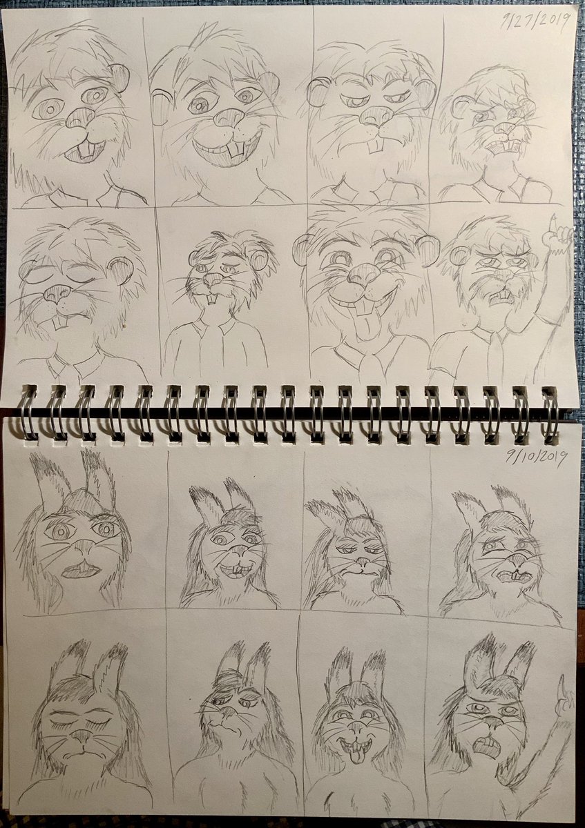 PonderBeaver's tweet photo. Experimenting with #expressions on Ponder and Lily in my #sketchbook. #furry #furryart #drawing #furryfaces https://t.co/YoyJ4GjvAL