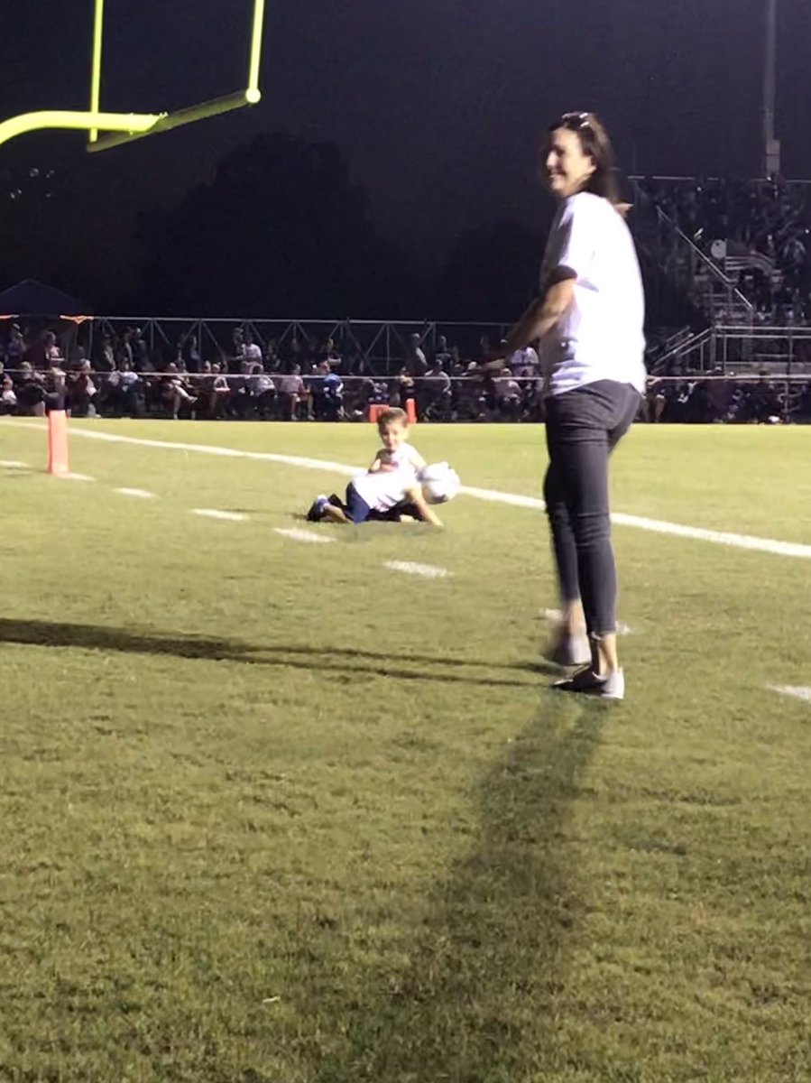 MrsCoachOstreet's tweet photo. Best buds playing under the lights... won’t be the last time!! #AmericaNight https://t.co/rWOpdlGu1u