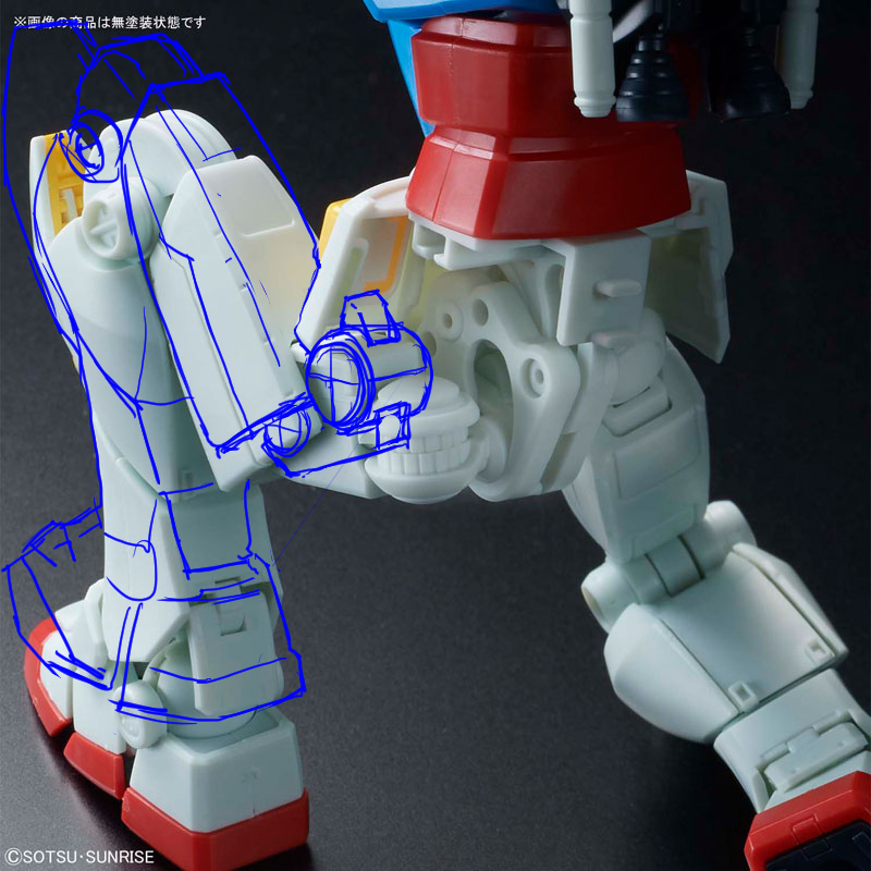 インクエッジ ガンプラ病 初代アニメはこうだった と認識しているものが じつはガンプラで採られたアレンジで その時点でアニメとは食い違ってる という ヒンジ直径までか細く収束しちゃうガンプラヒジってもう単純にカッコ悪いでしょ 胸の段差は