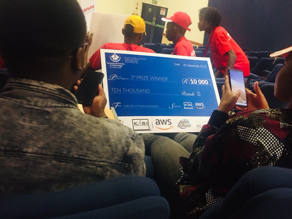KaraboMoich's tweet photo. 3rd Price😊
#KASICAT2019
@KasiCat 
@LeboRamokgopa
@awscloud
@agile42
@AgileAlliance
@Official_TUT https://t.co/XumKd9OYD7