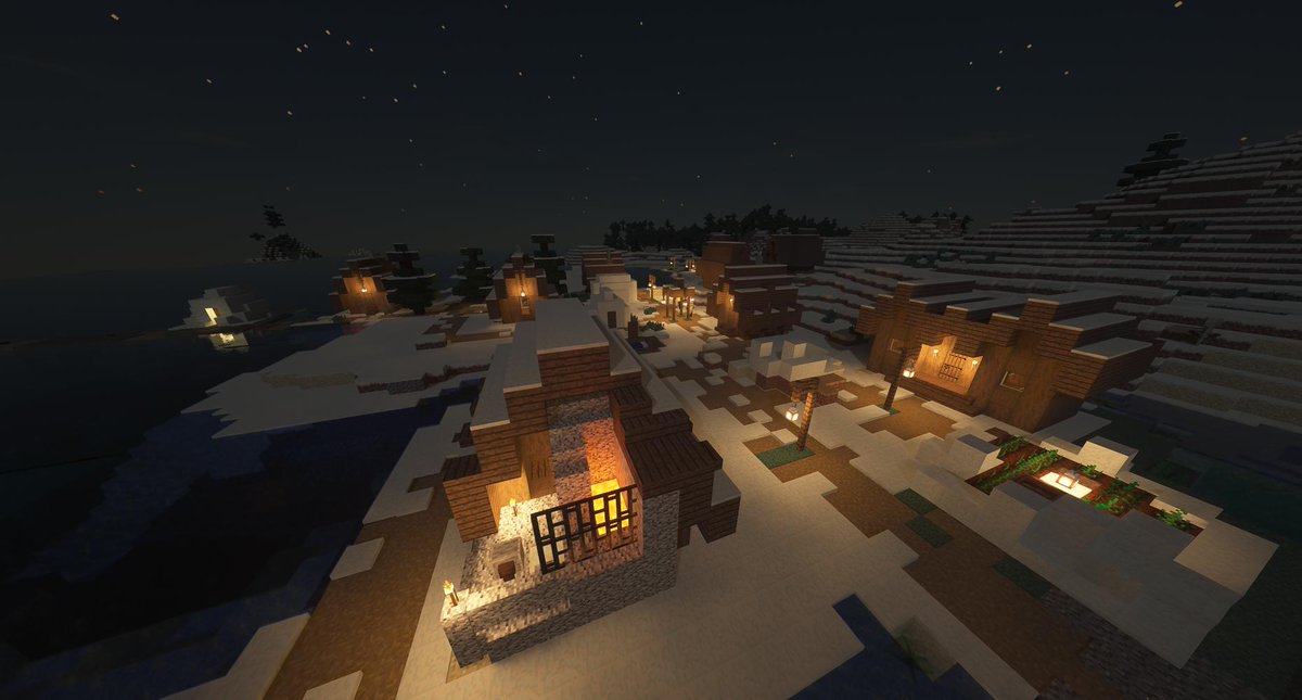 いぬ 雪の大河バイオームの村を発見しました 建築物が味があっていいですよね Minecraft マイクラ マイクラマルチ マルチサーバー 参加型 Twitch