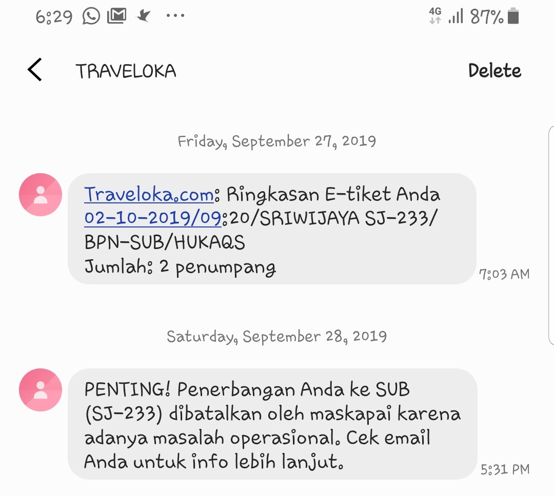 nanawil's tweet photo. Mengecewakan! @SriwijayaAir kemarin suami 2x di cancel bilangnya karena cuaca, refundnya yg 1 katanya full dan yg 1 engga (rugi 200rb). Di refundnya 14-30 hari, lamaaaaaa betuuuuuuullll. Dan sekarang giliran saya yg dikecewakan, tiba2 dibatalkan. Katanya sih refundnya full- https://t.co/drvpQFjXxw