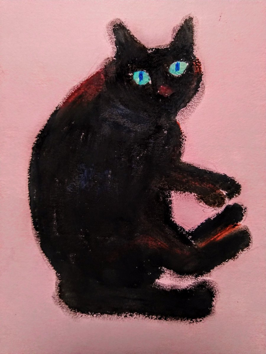 オイルパステル画◇猫