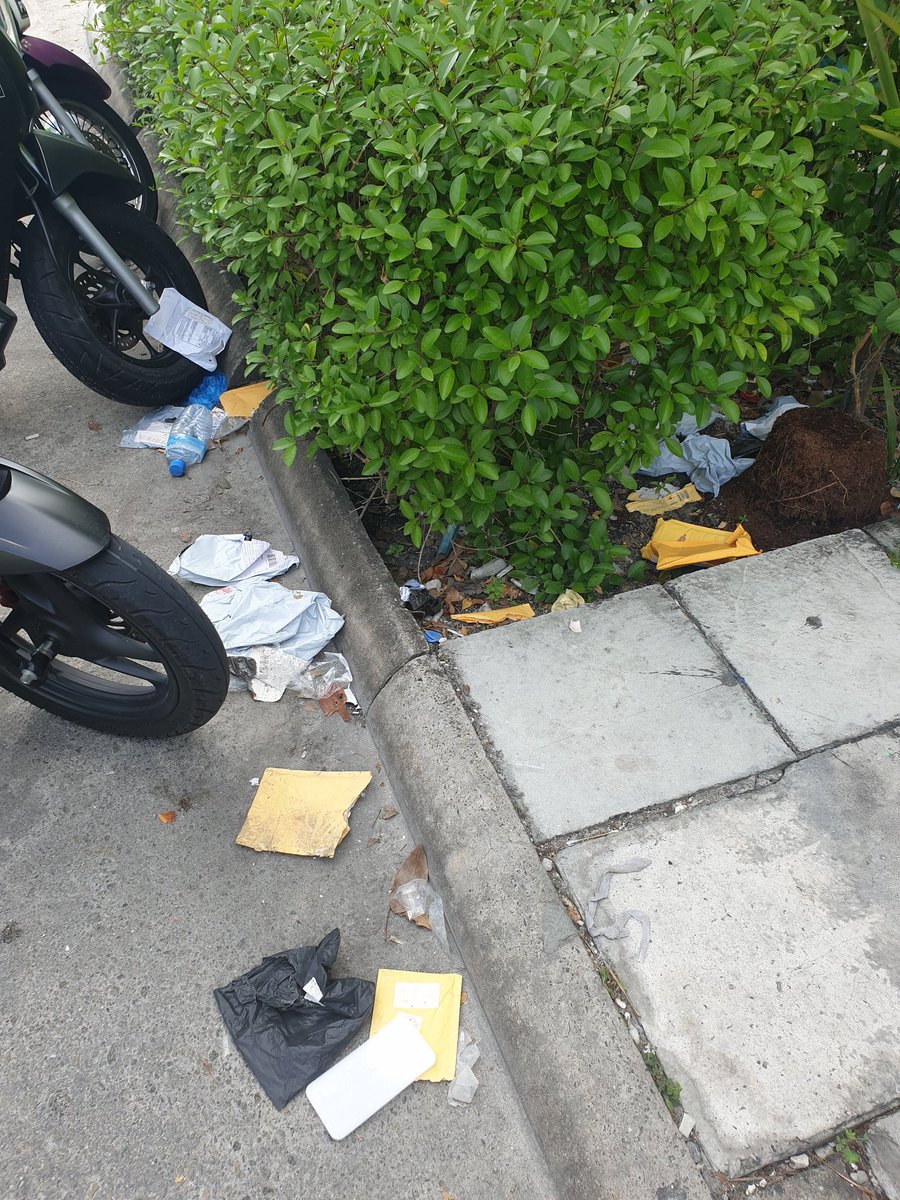 HillHilmy's tweet photo. I have written this many times and I still see this everytime I go that way. Wonder why these people can't wait to go home and open their #packages from #pickpost stop #littering pls. Don't leave your brain at home when you come to pickpost. @MaldivesPost try some other ways. https://t.co/SQSs2Ufuu0
