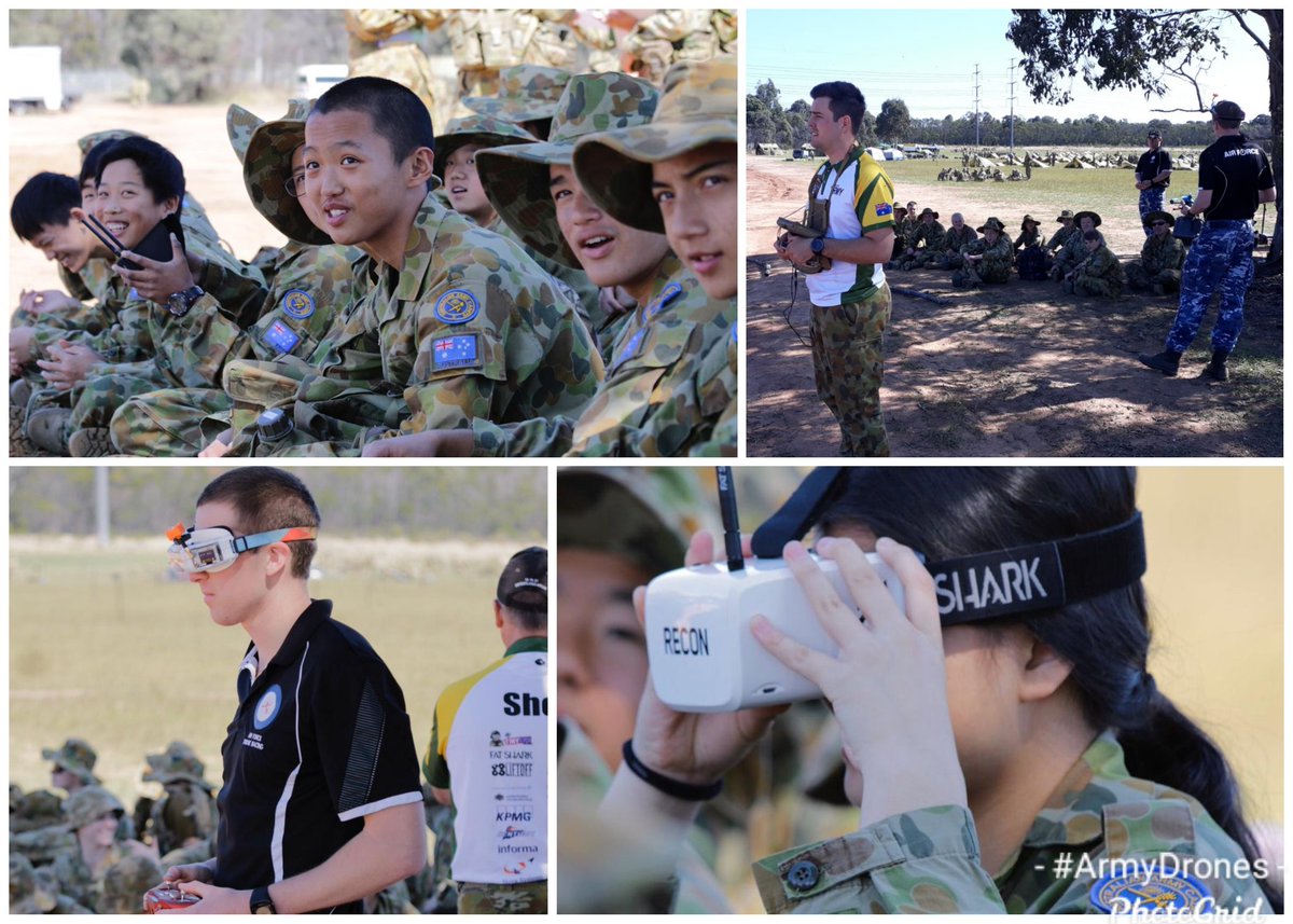 AUADRT's tweet photo. This weekend our team pilots Toges (AHQ) and Shep (#5CSSB) are teaching @AustralianArmy Cadets how to fly at the NSW Field Training Ex. Also on board are our @AusAirForce #DroneRacing mates burning packs with the #NextGen of #STEM Aussies!
@comdforcomd @EducateSmarter https://t.co/nuNwIuav3q