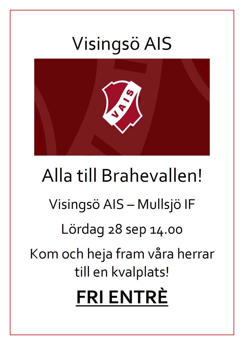 Matchdag! Missa inte dagens viktiga match. 
Älska VAIS! ⚽️❤️