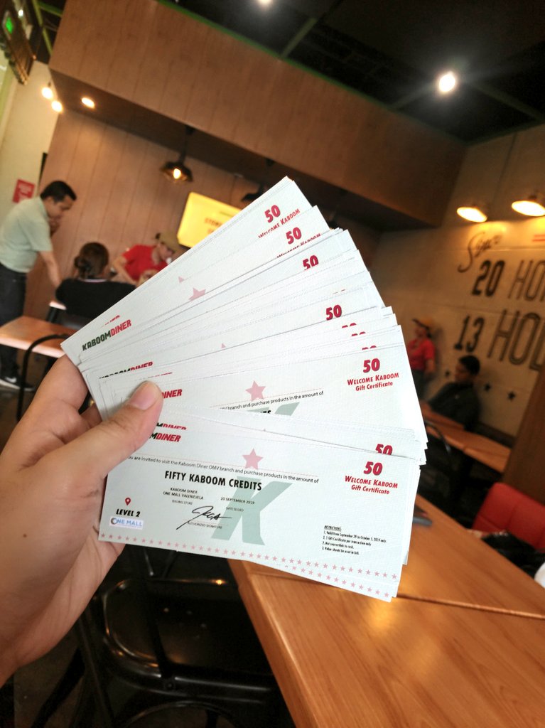KaboomDiner's tweet photo. More GCs to giveaway! Visit Kaboom today!! 💚❤️ @one_valenzuela @valenzuelacity @rex_gatchalian #KaboomDiner #Valenzuela #OneMall https://t.co/rlE8Y0U9lP