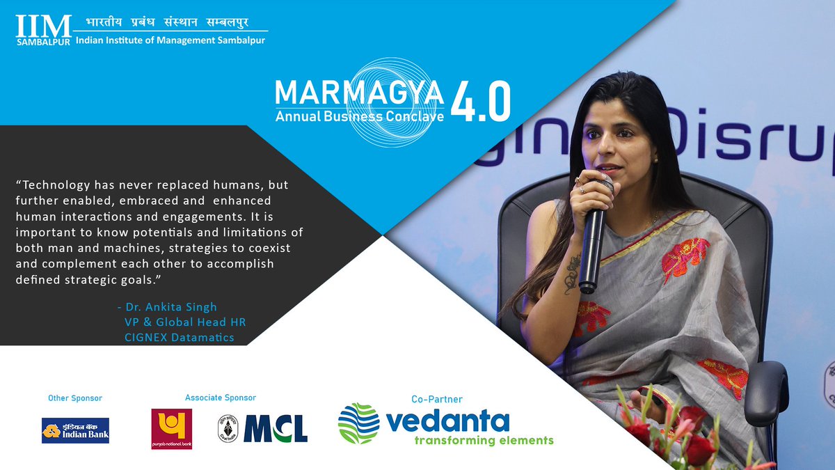 iim_sambalpur's tweet photo. M-Insights #02
Dr. Ankita Singh shared her thought.
#IIM #IIMSambalpur #Marmagya 4.0 #CignexDatamatics #BusinessConclave #MHRD #SMC #SocialMediaChampion https://t.co/NiB8YJ2qQS