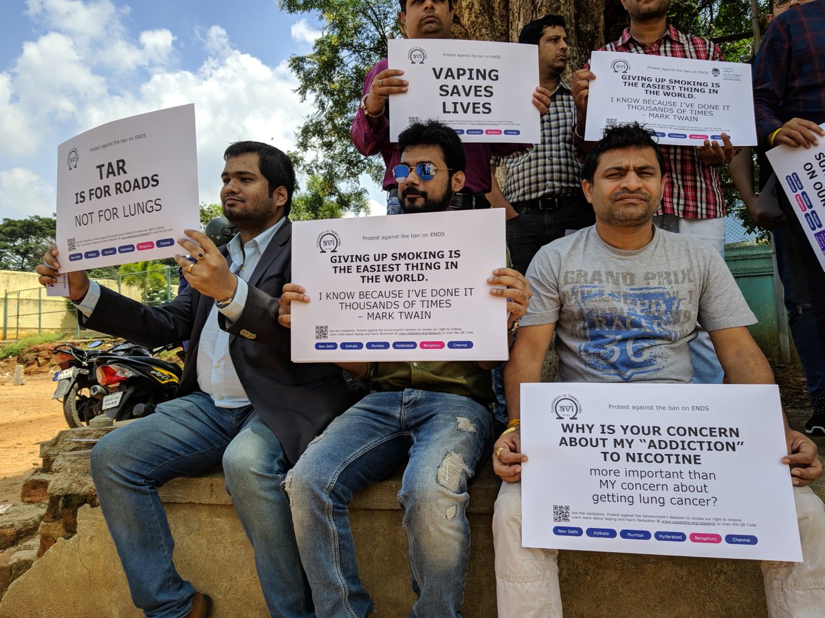 vapeindia's tweet photo. We are raising our voice from Bangalore to #RollBackOrdinance . Regulate instead #BangaloreAgainstVapeBan #BanNeverWorks @nsitharaman @drharshvardhan @MoHFW_INDIA @narendramodi @rashtrapatibhvn #NoVapeBan #RollBackEcigBan https://t.co/bOhgyHfaBk
