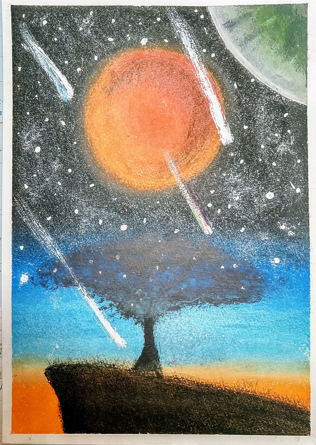 ヒツギ 現在超低浮上 景色系イラスト クレヨンで描きました 星空 イラスト 星空イラスト 綺麗 中学生でこれは上手い方だと思ったらrt押してください 中学生お絵かきマンさんと繋がりたい T Co 5lh7zkzn3q Twitter