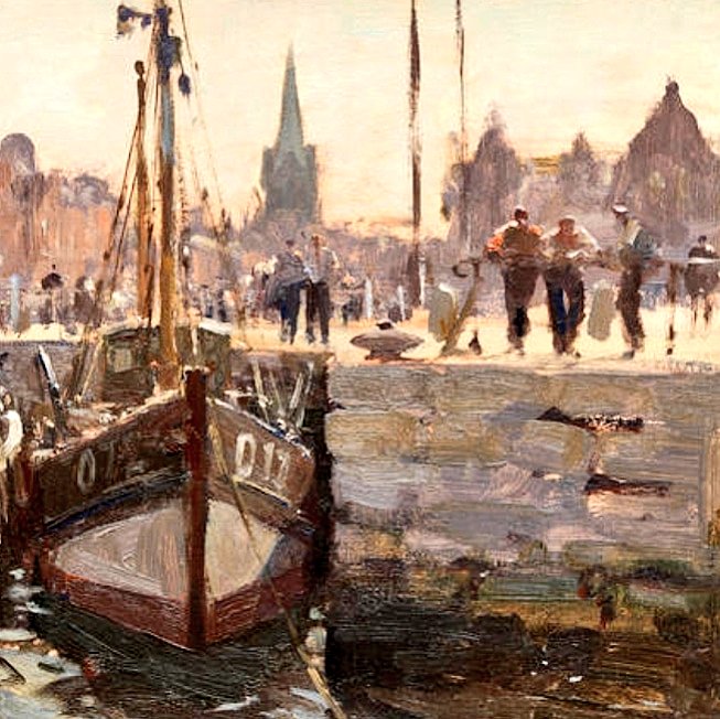 Detail from 'A Corner of the Inner Basin, Ostend' by Edward Seago, RWS, RBA (British, 1910-1974). signed and dated 'Edward Seago/50' (lower left); bears title (on the reverse)
oil on board
30.5 x 40.6cm
#edwardseago
#seago
#belgravia
#pimlicoroad
#broadway
#cotswolds
#ostend