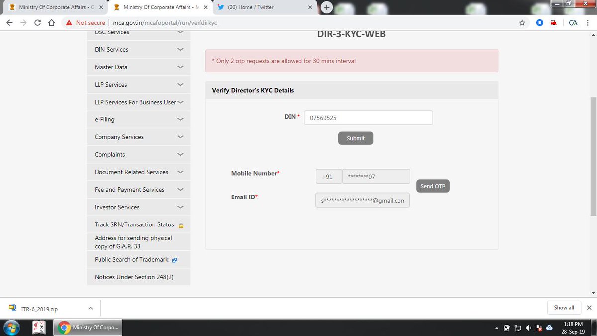 ITRfiling1's tweet photo. @FinMinIndia Plz improve the quality of server for MCA website. unable to file a simple web form for last 2 hrs. #DIR3KYC https://t.co/XodAlHmY76
