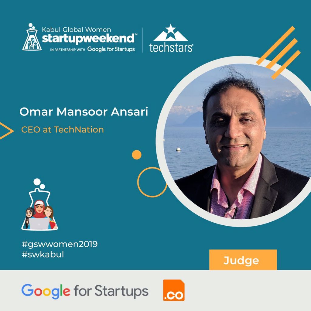 SajiaYarmal's tweet photo. Get to know our judges!
Mr. Omer Mansoor Ansari
CEO at TechNation
Mr. Ahmad Fahim Didar
Founder & CEO of AGHEZ
Mr. Mujeeb Rahman
New Initiatives Manager at FMFB Get
Mr. Sami Samim
Business Development Director at AHG
#startupweekend #swglobalwomen #swkabul #globalswwomen https://t.co/WSsEcS46Xa