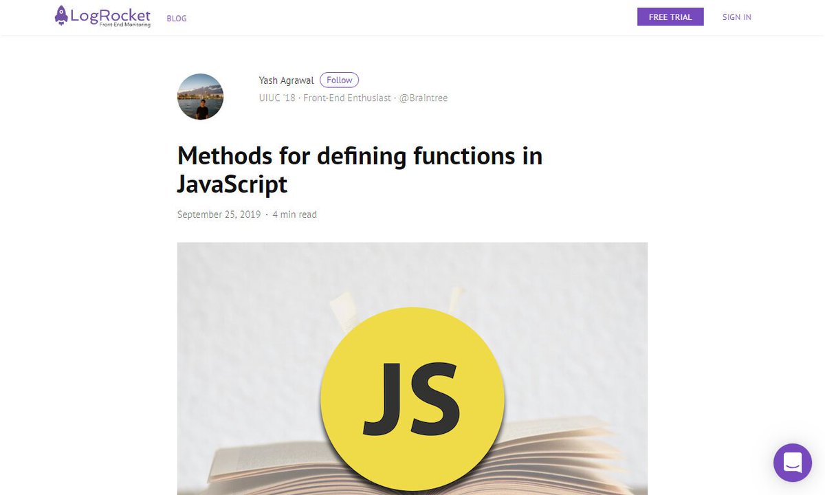 codecidedotnet's tweet image. Methods for defining functions in JavaScript
#arrowfunction #functiondeclaration #function #example #param1 #remotework
via blog.logrocket.com
☛ amp.gs/AyMu