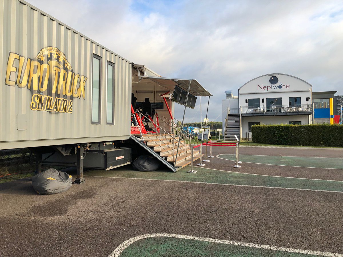 SCSsoftware's tweet photo. And our #SCSSimTrailer is back on the road too! ๐
We're participating in the @DAFTrucksNV Driver Competition event at @goodyear's race track in Luxembourg! ๐
We wish a good luck to all the competitors!๐ค https://t.co/bPKFRzBvvD