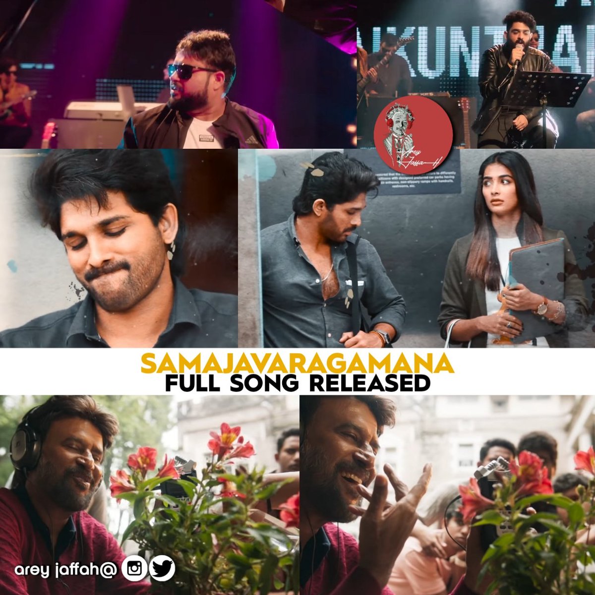 Song 👌👌
#AlaVaikunthapuramlo first single
#సామజవరగమన #Samajavaragamana
@alluarjun #Trivikram @hegdepooja @MusicThaman @sidsriram
.
.
Do #Follow @Arey_jaffAH