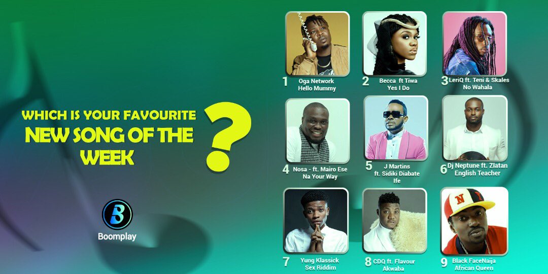 Boomplay Music Ng 6 Deejayneptune English Teacher Ft Zlatan Ibile 7 Yungklass Sex Riddim 8 Blackfacenaija African Queen 9 Cdqolowo Akwaba Ft 2niteflavour Songoftheweek Trendingmusic T Co Uubelqyolz Twitter