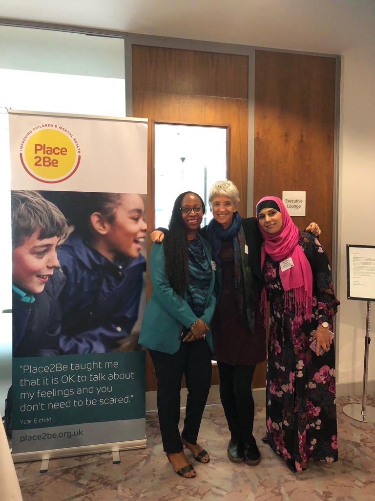 Place2Be's tweet photo. Here’s our Clinical Director, Niki Cooper, with #TraumaConf2019’s amazing organisers Helen George and Myira Khan. https://t.co/iHo6WFSa4o