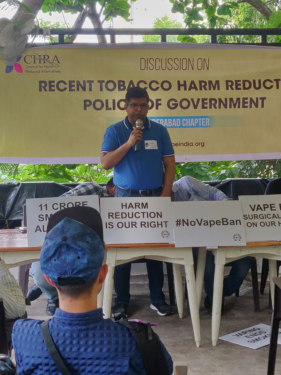 vapeindia's tweet photo. Thank you #Hyderabad for joining us in "Discussion on Recent Tobacco Harm Reduction Policy of Govt" and raising your voice for consumers right to Harm Reduction #BanNeverWorks @nsitharaman @drharshvardhan @MoHFW_INDIA @narendramodi @rashtrapatibhvn #NoVapeBan #RollBackEcigBan https://t.co/lJipFOCuaW