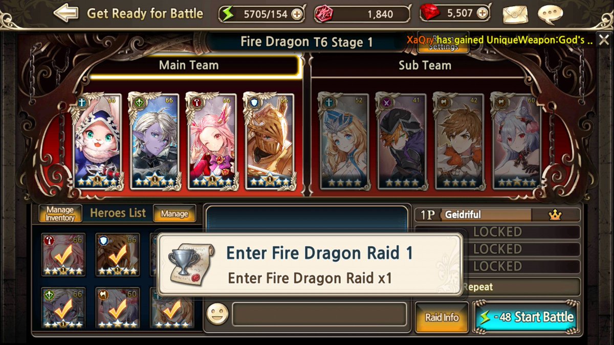 Red Dragon ain't shit. (my sub team is trash but that means I finished the red dragon all by myself with just 5 heroes. Yay).