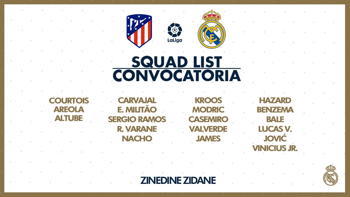 La convocatoria del Real Madrid.