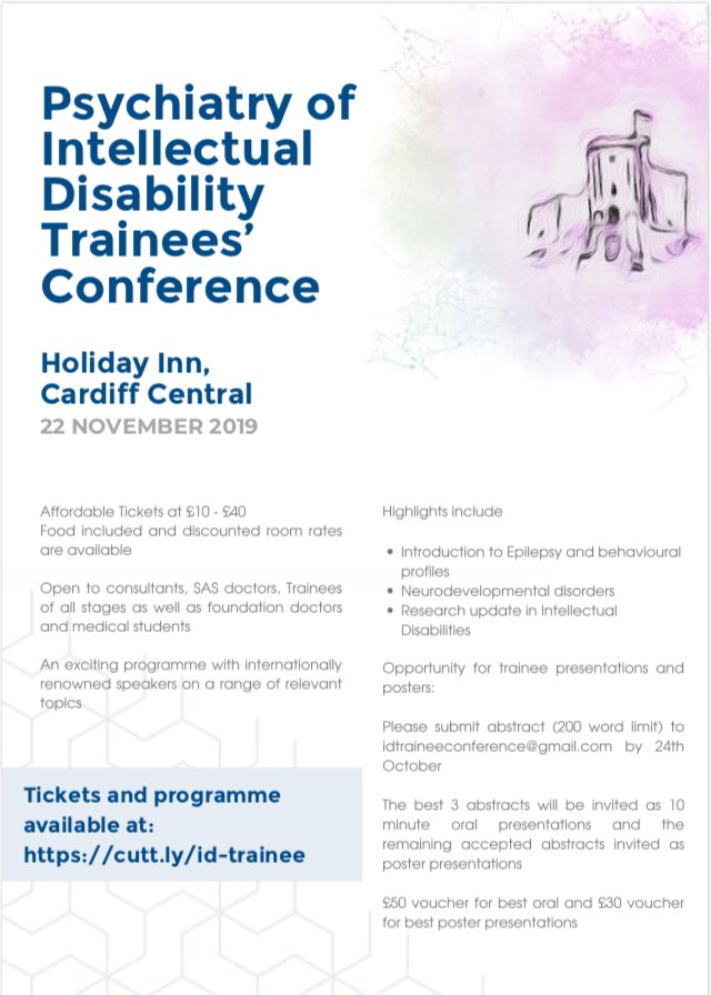 idtraineesuk's tweet photo. Calling all ID trainees, current and aspiring... CTs, FY doctors, medical students all welcome! Do come join for a fascinating programme including workshops on Neurodevelopmental Psychiatry, Epilepsy, Genetic syndromes in ID. Great opportunity for posters too, submit by Oct.24th! https://t.co/sWVbSoJ7nZ