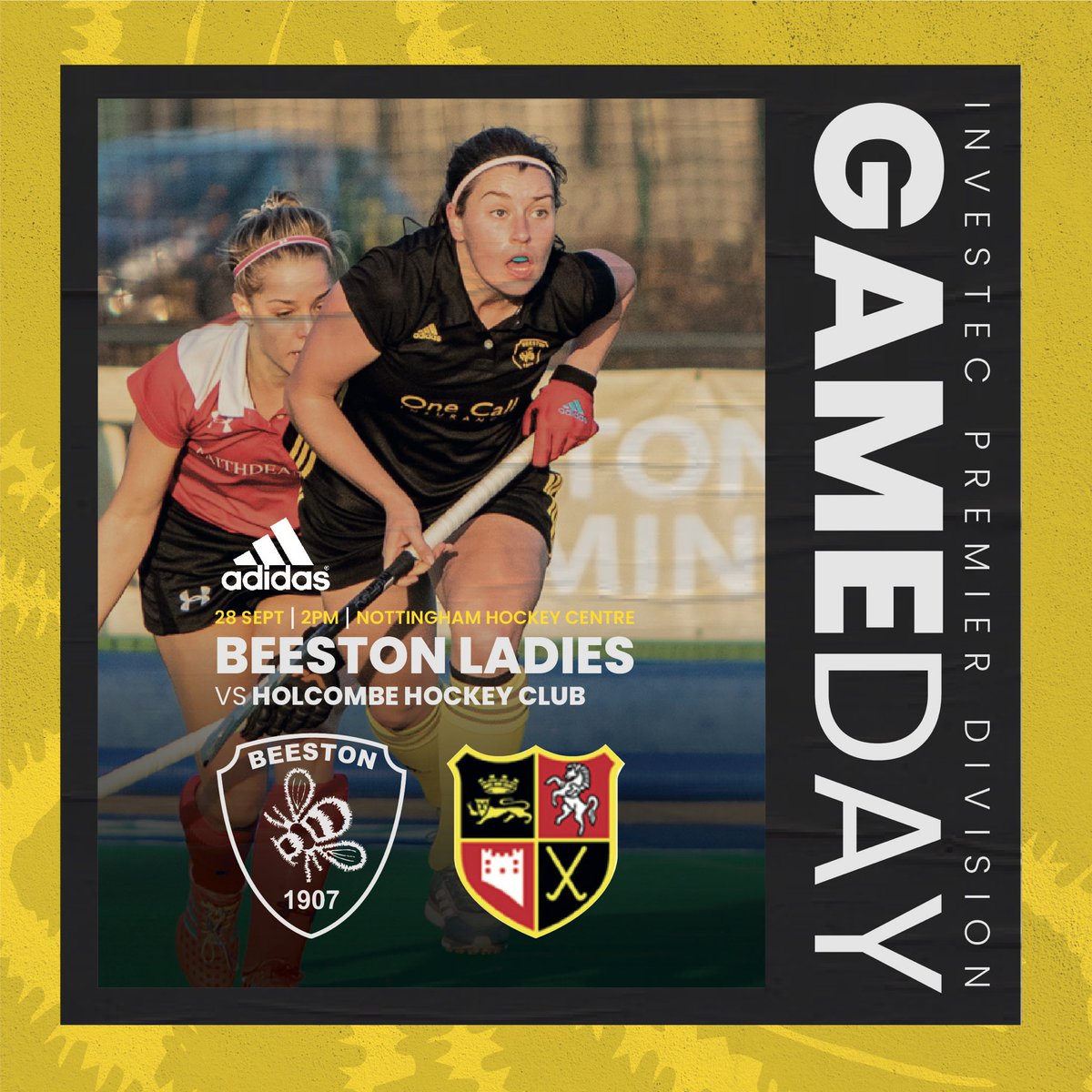 OfficialBeeHC's tweet photo. 💥 GAMEDAY 💥

Ladies’ 2nd XI make history, becoming the first 2nd XI to play in the National League. 12pm game against @PendleForestHoc 

Ladies’ 1st XI then face a tough @HolcombeHC side at 2pm! 

Head down to @HockeyNotts to support the girls! 

#COYB https://t.co/Yx0uisQbUp
