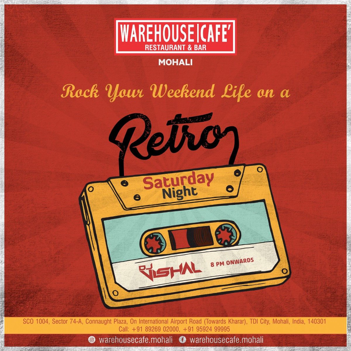 WareHouseMohali's tweet photo. Feel the #goldenbeats of the 80's &amp; 90's amazing songs at #WareHouseCafeMohali &amp; replay fun on a #weekend night to make it even more special!
Call:8926902000/9592499995.
#RetroSaturdayNight #PartyDestination #InHouseParty #PartyPlace #BestAmbience #NightOut #DJVishal #BestInTown https://t.co/asVx16kqzp