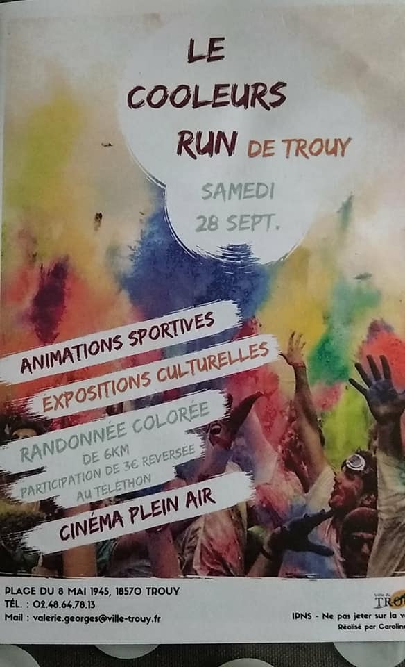 telethon18's tweet photo. Ce soir, soyez nombreux à faire la randonnée colorée de 6 km à Trouy : 3 € pour le #Téléthon2019
#Trouy #randonnée #colorée #Cher #Berry https://t.co/QKWxAmGUAD