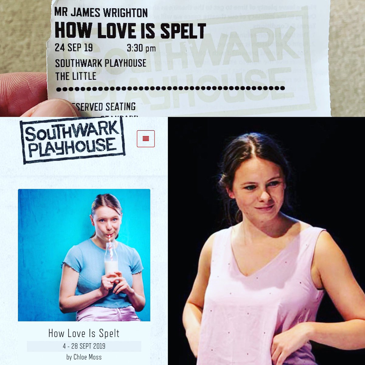 JamesWrighton's tweet photo. Another proud moment seeing my friend @Larnerwt perform in her Brickdust Theatre company production of ‘How Love Is Spelt’ by Chloe Moss @swkplay directed by @CharlottePeterz. Just two shows left - matinee and evening today. Go along!
#theatre #southwarkplayhouse #howloveisspelt https://t.co/3XKnzstkw0