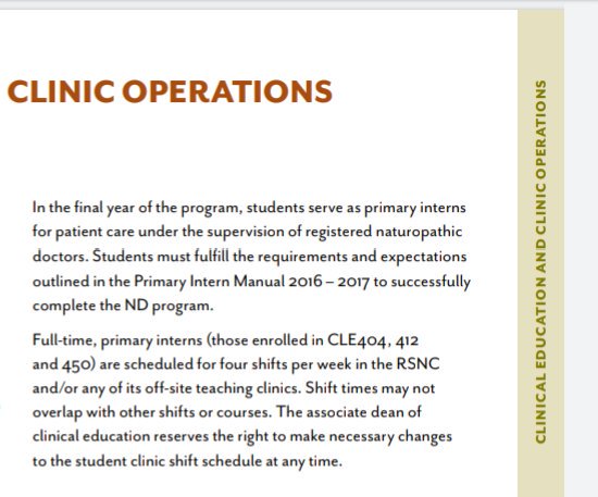 7) Next to the non-scientific curriculum, clinical experience is the biggest difference between ND and MD education.NDs train primarily in office settings whereas MDs train mostly in hospitals. This means that medical students gain exposure to much more serious illnesses.