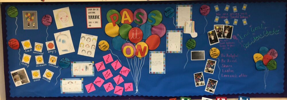 emmylou_harris's tweet photo. Our first Learning Experience of the year... Our Hook, “Pass it on” by @sophyhenn inspired us to spread joy and kindness! We learned about emotions and what makes us happy. Our End Goal: To create our Class Charter for the year ahead! #workingwall #yearonelife #passiton https://t.co/3TNAxDCFED
