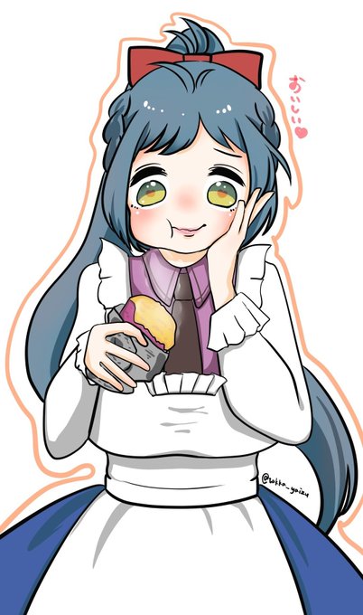 #艦これ版深夜の真剣お絵描き60分一本勝負
#艦これ版真剣お絵描き60分一本勝負_20190928
#伊良湖
焼き芋頬張り伊良湖さん🍠

タグ間違え上げ直し😇 