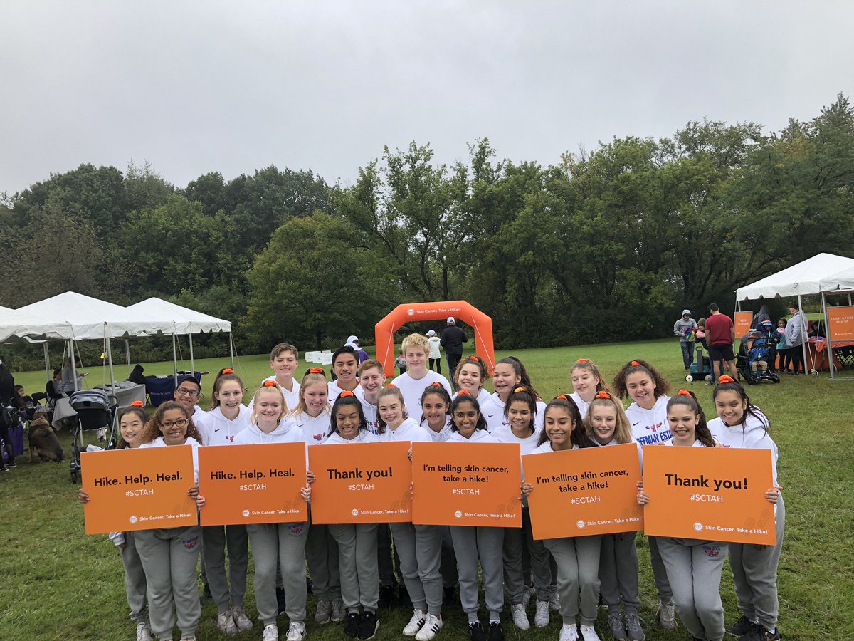 HEHSCheer's tweet photo. Today, we told skin cancer “to take a hike”! We enjoyed spreading awareness at the skin cancer walk at Busse Woods! #SCTAH #HEHSCheer https://t.co/rG49cNFehu
