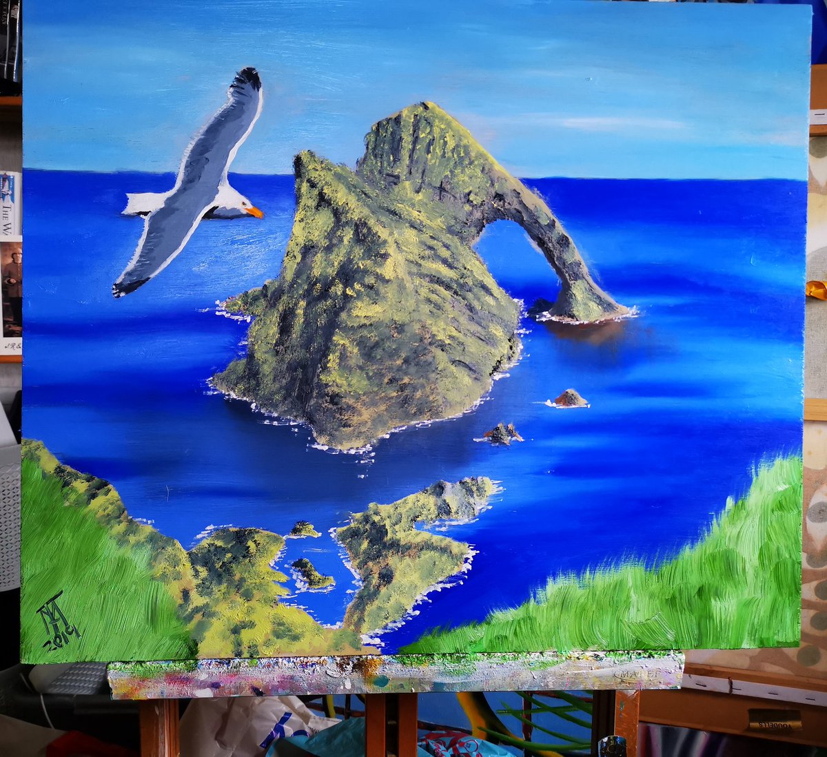 Finished this morning. Bow Fiddle Rock, Moray Firth. 2019 oil on board.