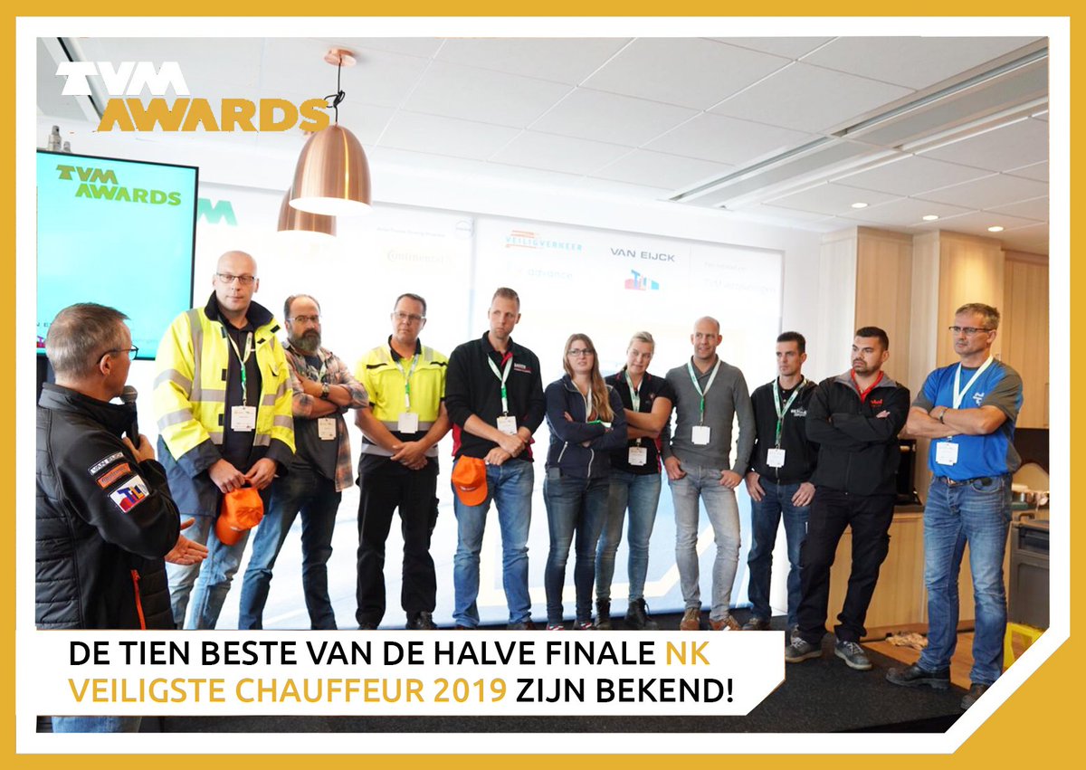 TVMAwards's tweet image. Zojuist maakte ambassadrice Hélène Hendriks bekend wie de tien beste van de halve finale zijn geworden. Deze mannen en vrouwen gaan zo dadelijk deelnemen aan de rijvaardigheidsproeven om te beslissen wie er doorgaat naar de finale van het NK Veiligste Chauffeur.

#tvmawards