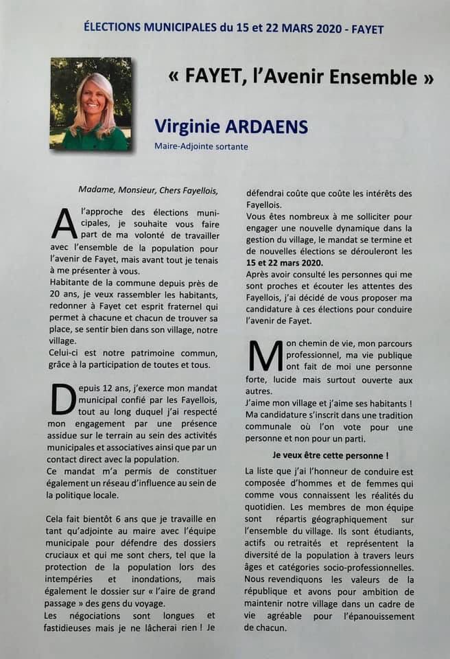 commune_fayet's tweet photo. Le week-end dernier, suite à notre déclaration de candidature pour les municipales, nous avons eu la chance de rencontrer nos Fayellois et de leur remettre la lettre de notre tête de liste @VArdaens qui présente ses engagements pour Fayet...
Bonne lecture ! #AVECVA https://t.co/UketVP932Q