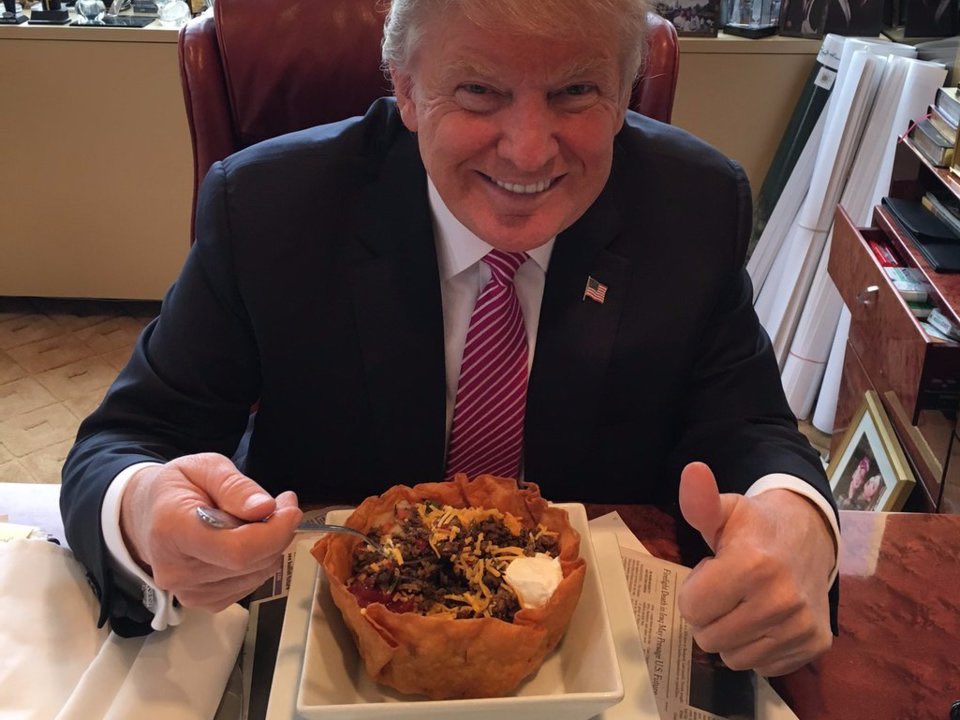 Songs2Resist2's tweet photo. @theAlkyHauler @th3j35t3r I saw your comment and thought, “Surely that taco bowl contained lettuce, right?” But upon inspection, nope. I’m not even seeing cilantro. https://t.co/r2OTns4Myc