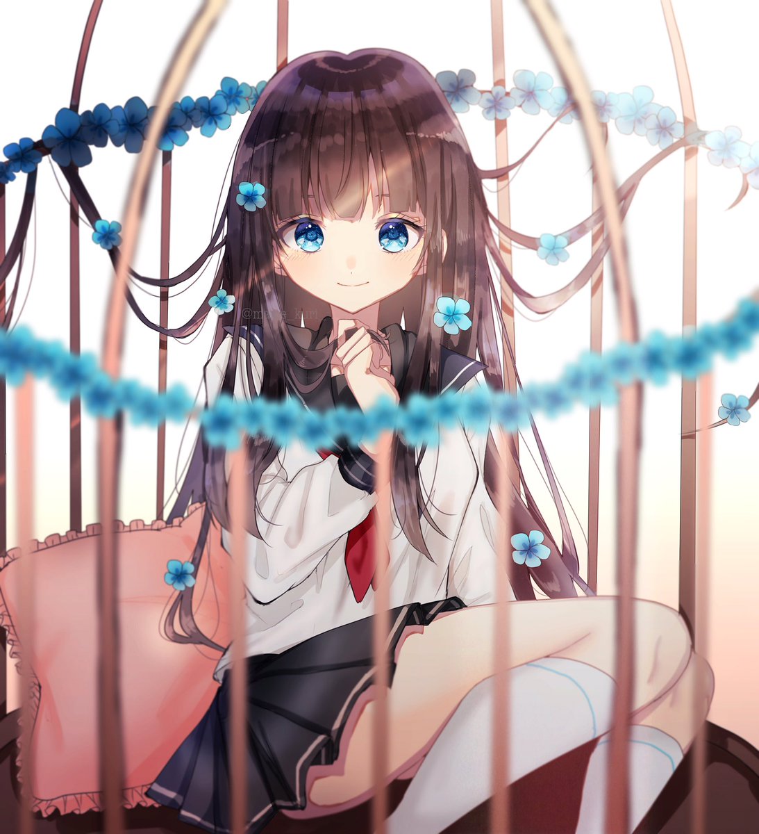 鳥籠の少女 白井栗のイラスト 鳥籠の少女 白井栗のイラスト